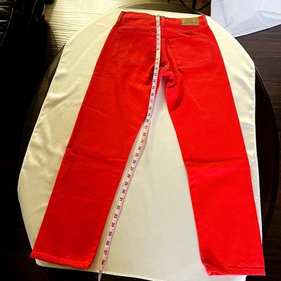 NWT Levis Premium 501 Jeans Women 26x28 Red High Rise Straight Made USA 90 Denim - Picture 9 of 14